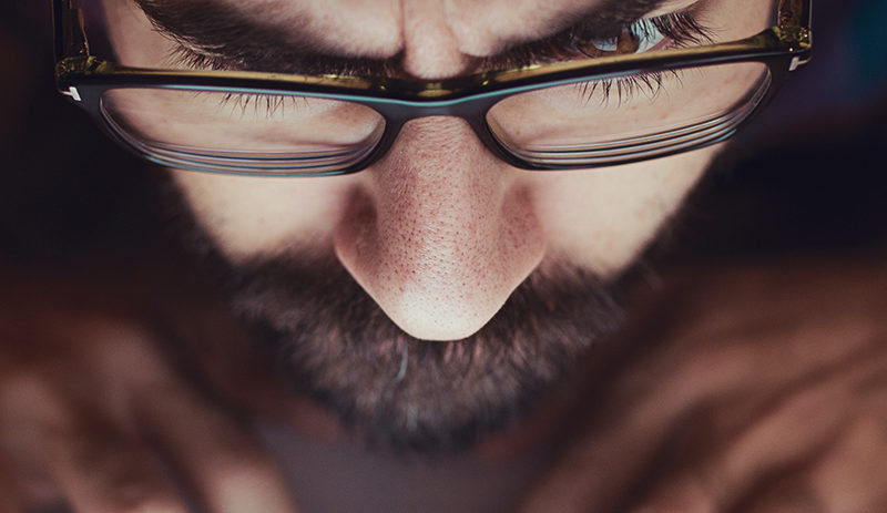 Looking close at the laptop